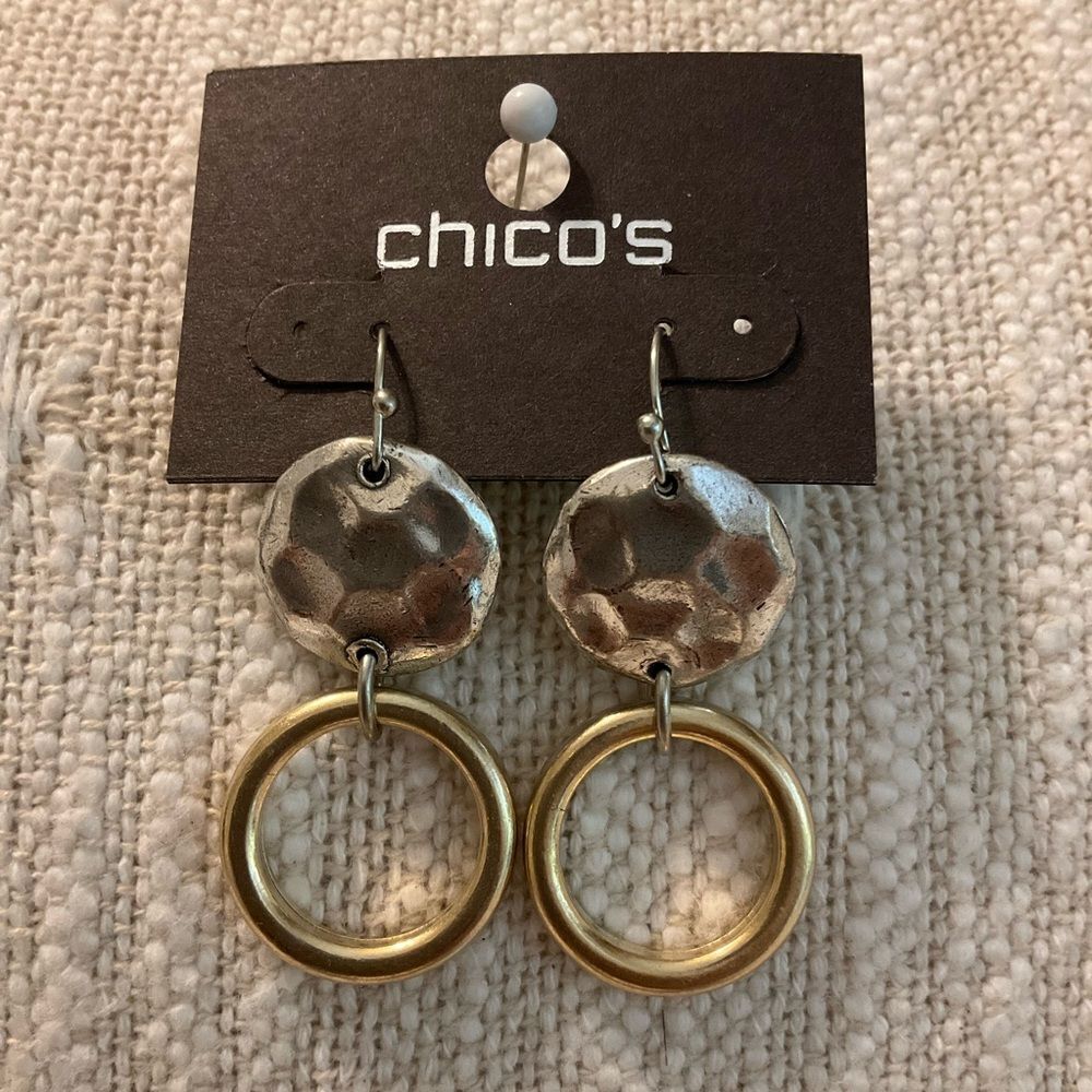 0170-Chico's Silver and‎ Gold Dangle Earrings